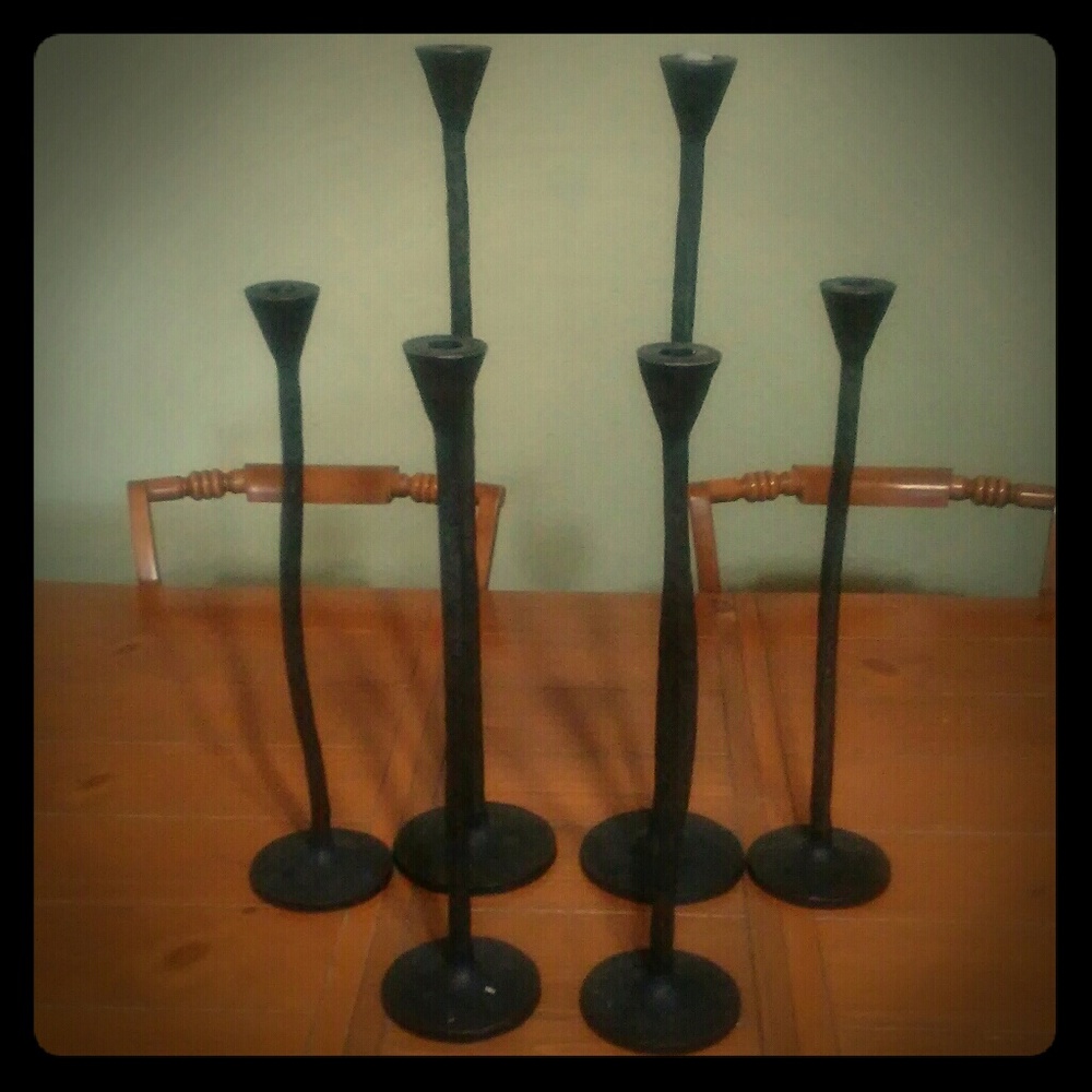 Set of 6 tall Pottery Barn Petaluma candlesticks